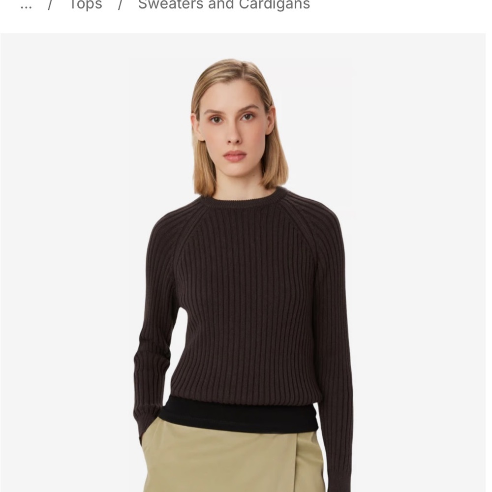 Frank & Oak Brown Ribbed Crew Neck Sweater